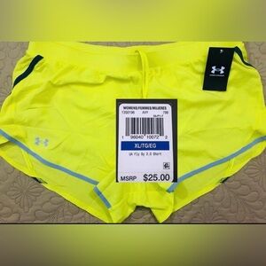 NEW..WOMEN XL UNDER ARMOUR FLY BY 2.0 SHORTS (LEMON GLACIER)